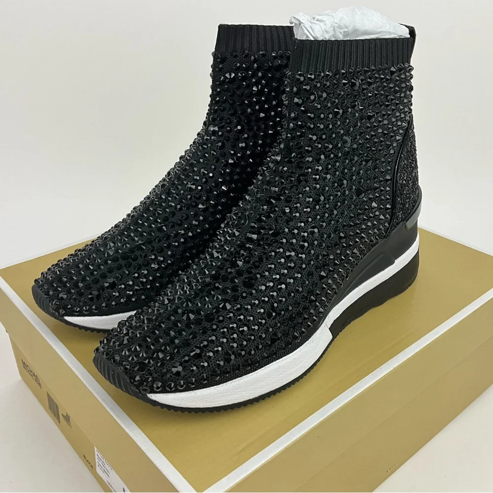 Michael Kors Black Skyler Bootie Sparkle Womens Size 8 New In Box - Picture 1 of 11